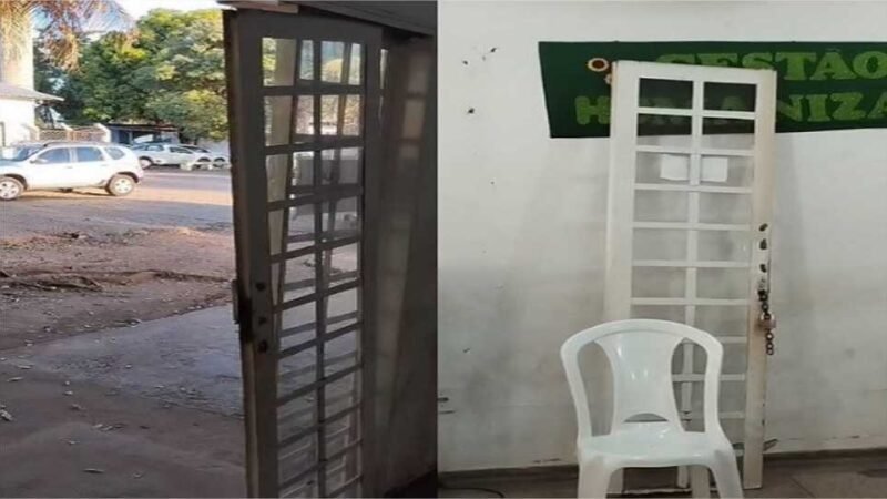 Porta de ambulatório cai e deixa equipamentos de Policlínica em Cuiabá a “mercê de criminosos”
