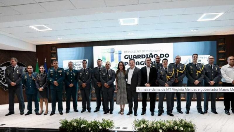 Primeira-dama de MT e governador prestigiam solenidade de entrega da Medalha do Guardião do Paiaguás
