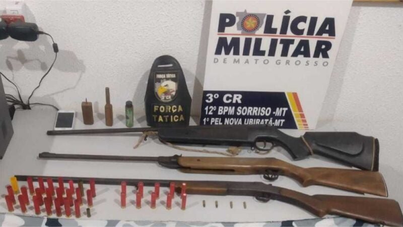 Força Tática prende suspeito de desmatamento de terras com espingardas e munições