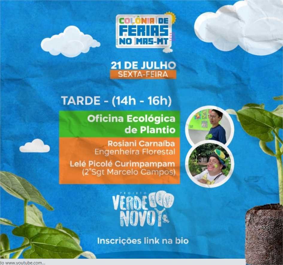 Projeto Verde Novo realiza Oficina Ecológica de Plantio nesta sexta-feira
