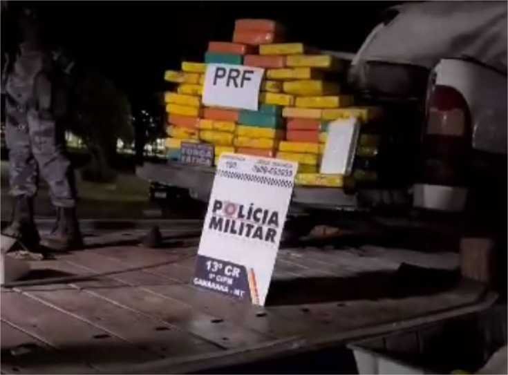 Polícia Militar e PRF apreendem 50 kg de drogas após montarem barreira na MT-020