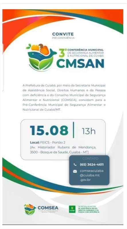 Evento preparatório para 3ª Conferência Municipal de Segurança Alimentar acontece na terça-feira (15)