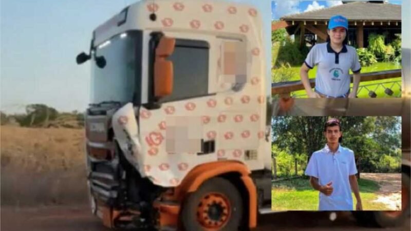 Acidente entre carreta e motocicleta deixa dois jovens mortos na MT-320