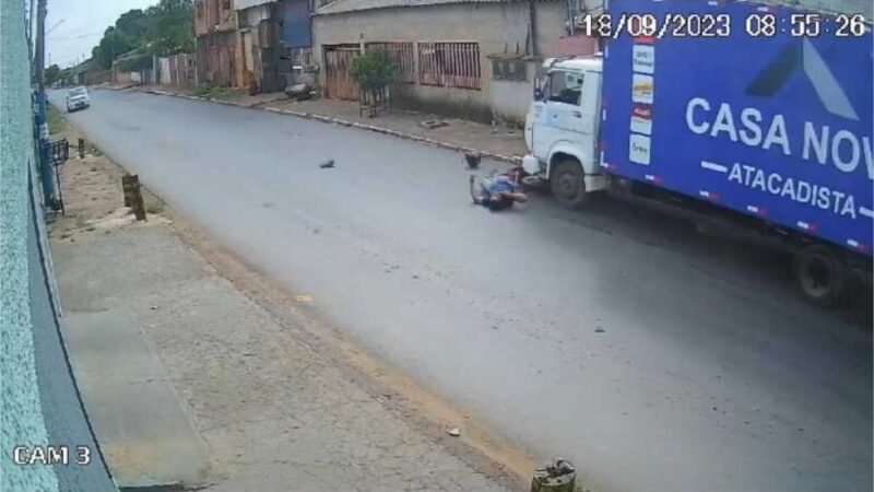 Acidente entre caminhão e motocicleta acaba com homem morto em Várzea Grande