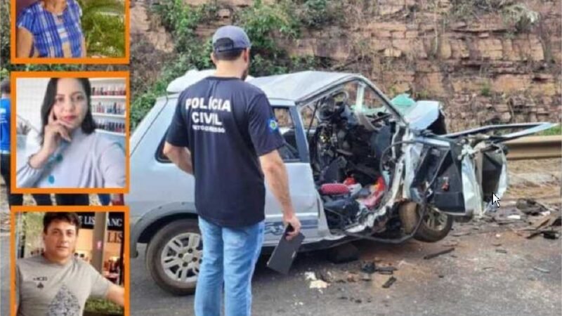 Três pessoas da mesma família morrem em acidente na BR-070 em Cáceres; veja vídeo