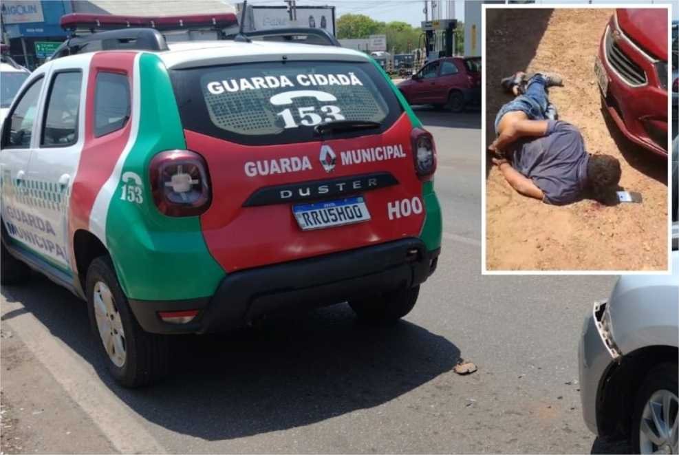 Tentativa de roubo termina com troca de tiros e suspeito agredido