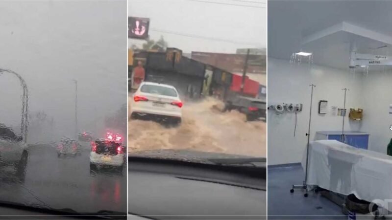 Vídeo – Forro cede e Santa Casa fica alagada durante temporal