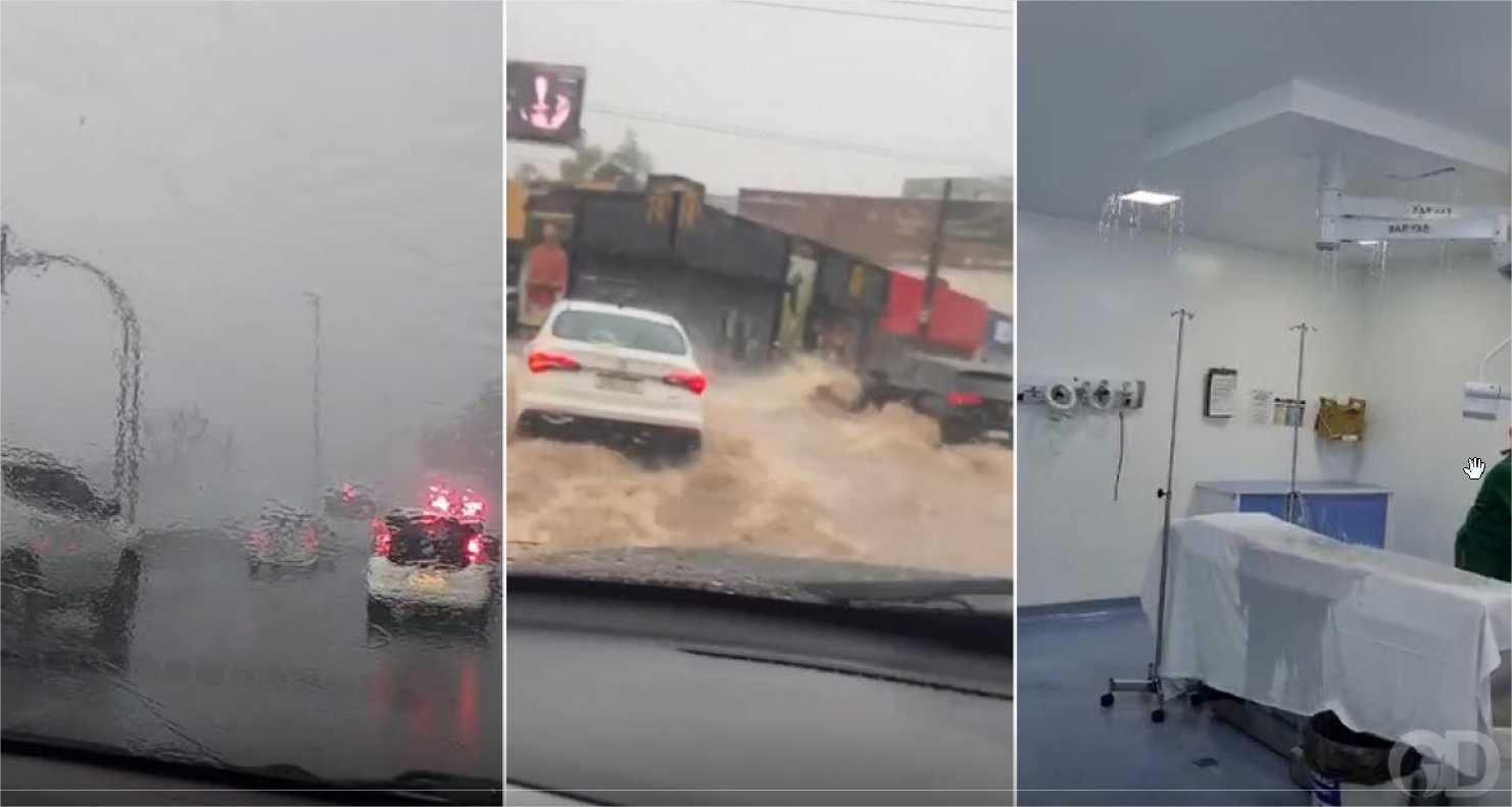Vídeo – Forro cede e Santa Casa fica alagada durante temporal