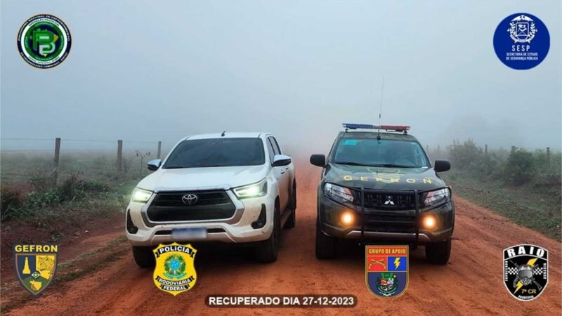 Toyota Hillux furtada em Cuiabá e Recuperada na Fronteira