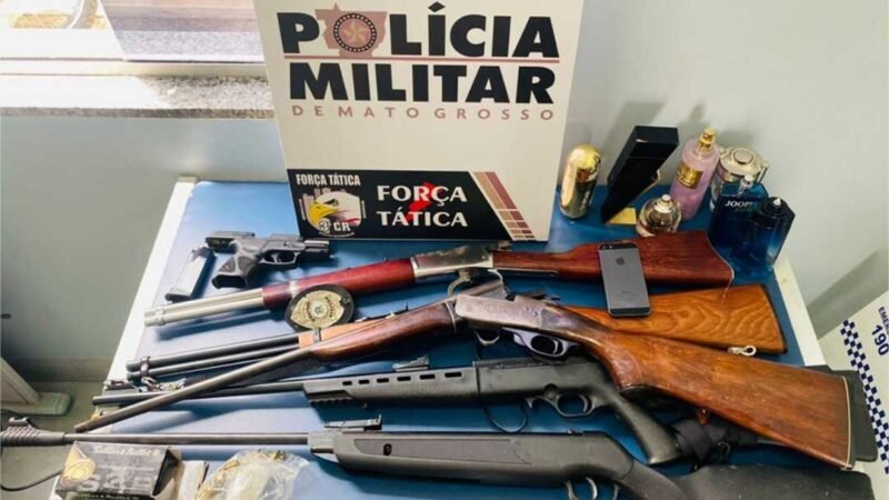 Força Tática apreende arsenal de armas e prende homem por furto e receptação