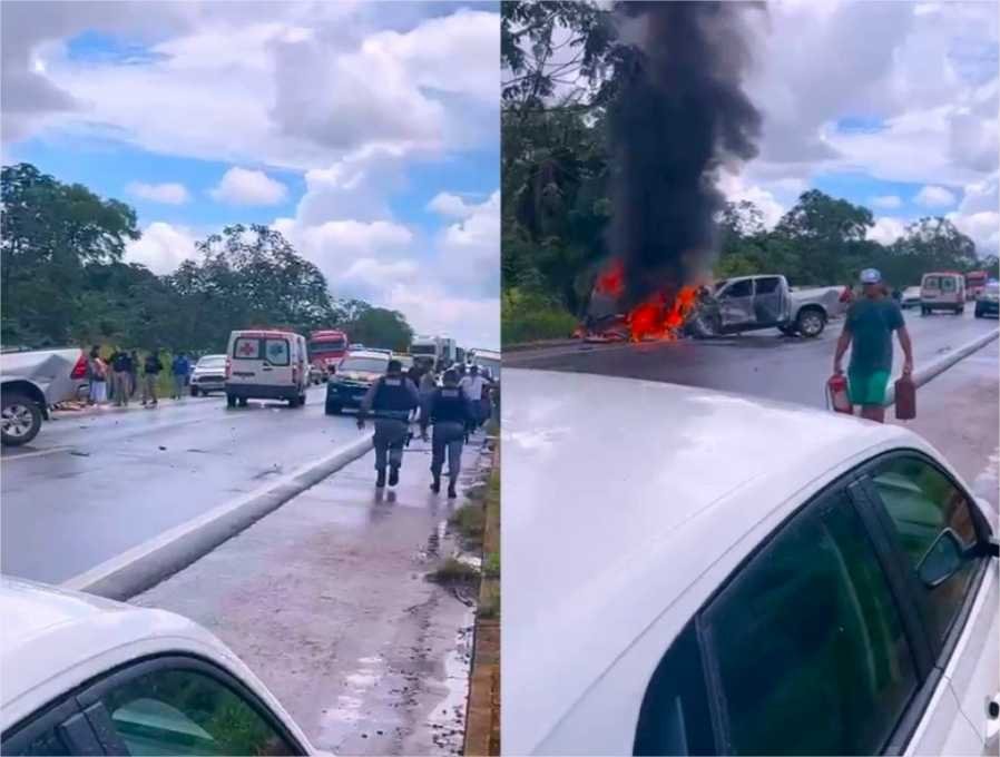 Acidente grave na BR-163 é registrado entre Sorriso e Lucas uma pessoa morreu e quatros feridos