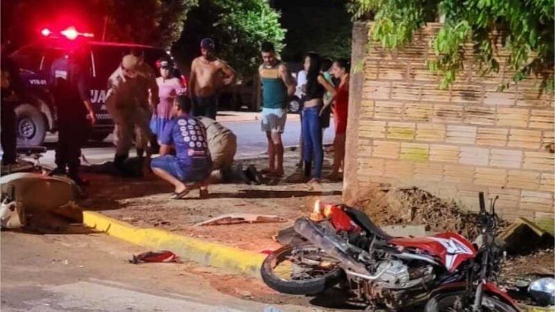 Colíder: Homem e mulher ficam feridos em batida violenta entre duas motos
