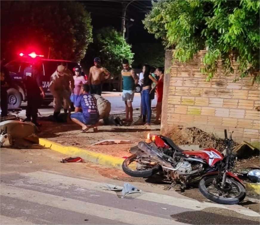Colíder: Homem e mulher ficam feridos em batida violenta entre duas motos