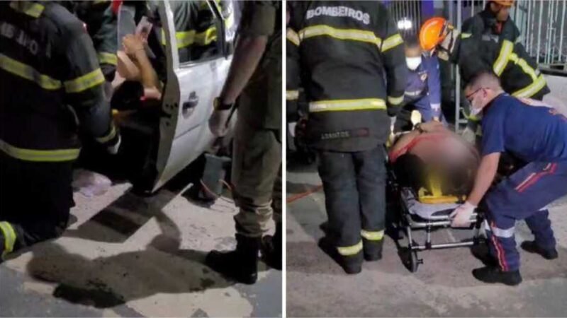 Homem colide carro em frente condomínio de Cuiabá após ser esfaqueado