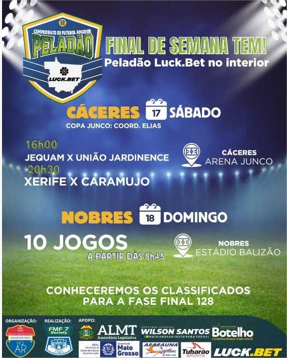 Doze jogos definem últimos representantes do interior no Peladão Luck.Bet