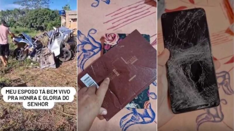 Sobrevivente mostra destroços de Gol e Bíblia com sangue