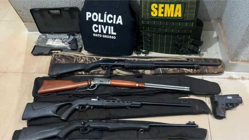 Polícia e Sema apreendem seis armas e pescado irregular em MT; homem preso