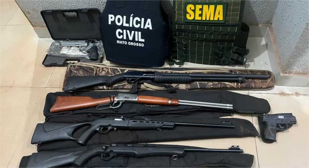 Polícia e Sema apreendem seis armas e pescado irregular em MT; homem preso