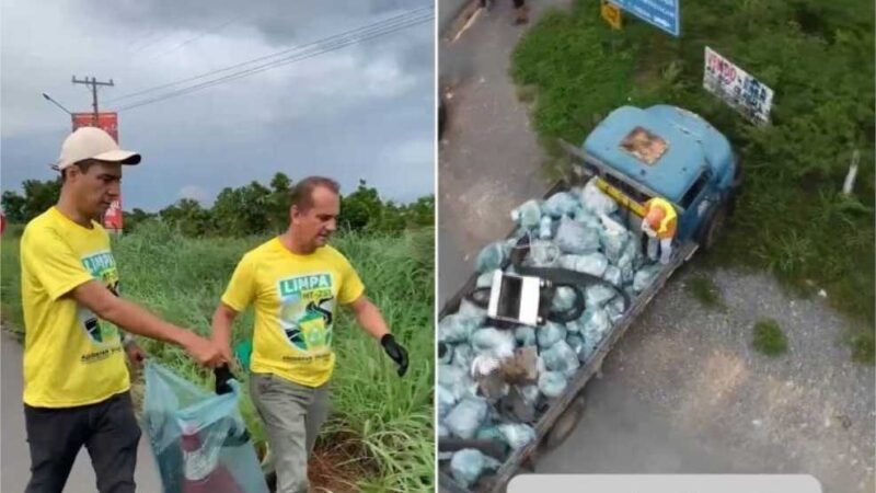 Mutirão de limpeza na MT-251 tira caminhão de lixo das margens da rodovia