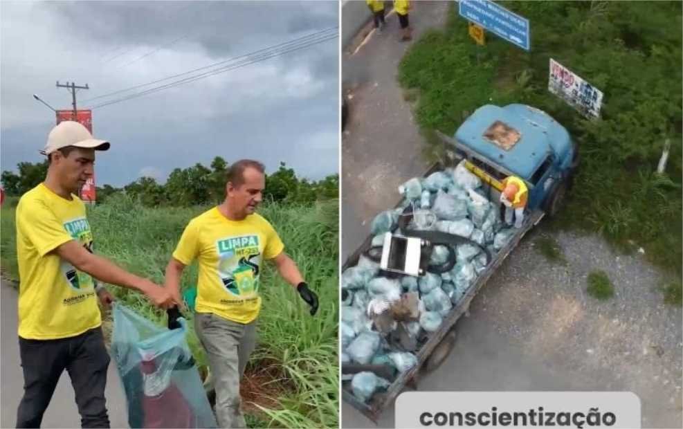 Mutirão de limpeza na MT-251 tira caminhão de lixo das margens da rodovia