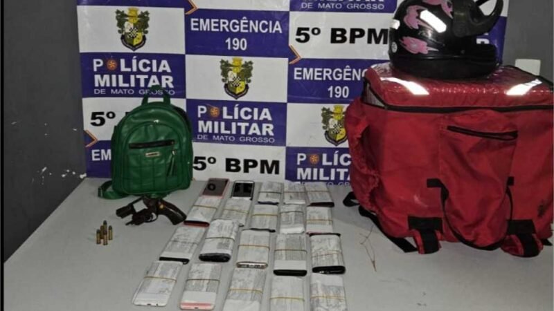 Polícia Militar frustra tentativa de roubo, recupera 20 aparelhos celulares e apreende arma de fogo