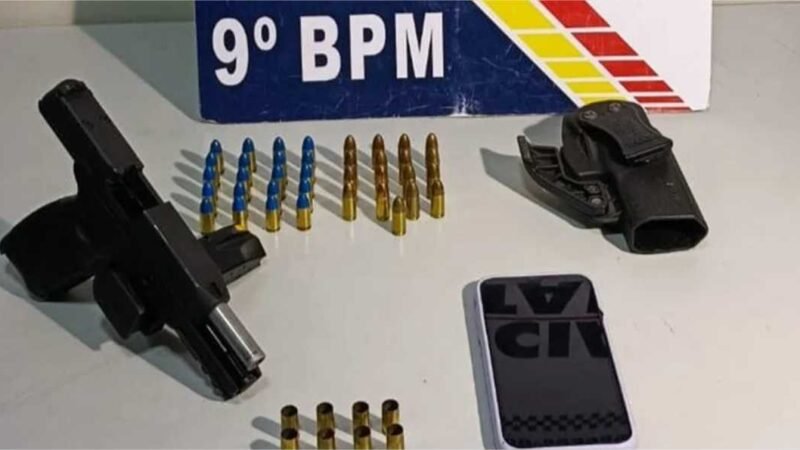 Homem é preso pela Polícia Militar com pistola e 37 munições ilegais