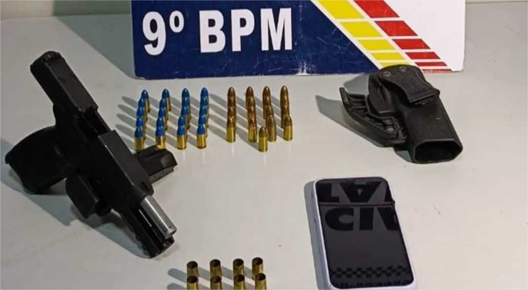 Homem é preso pela Polícia Militar com pistola e 37 munições ilegais