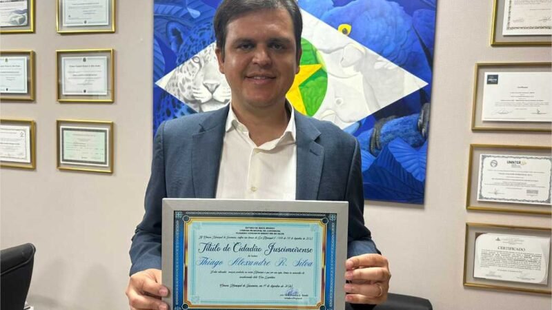 Thiago Silva recebe o título de cidadão juscimeirense e destaca ações no município