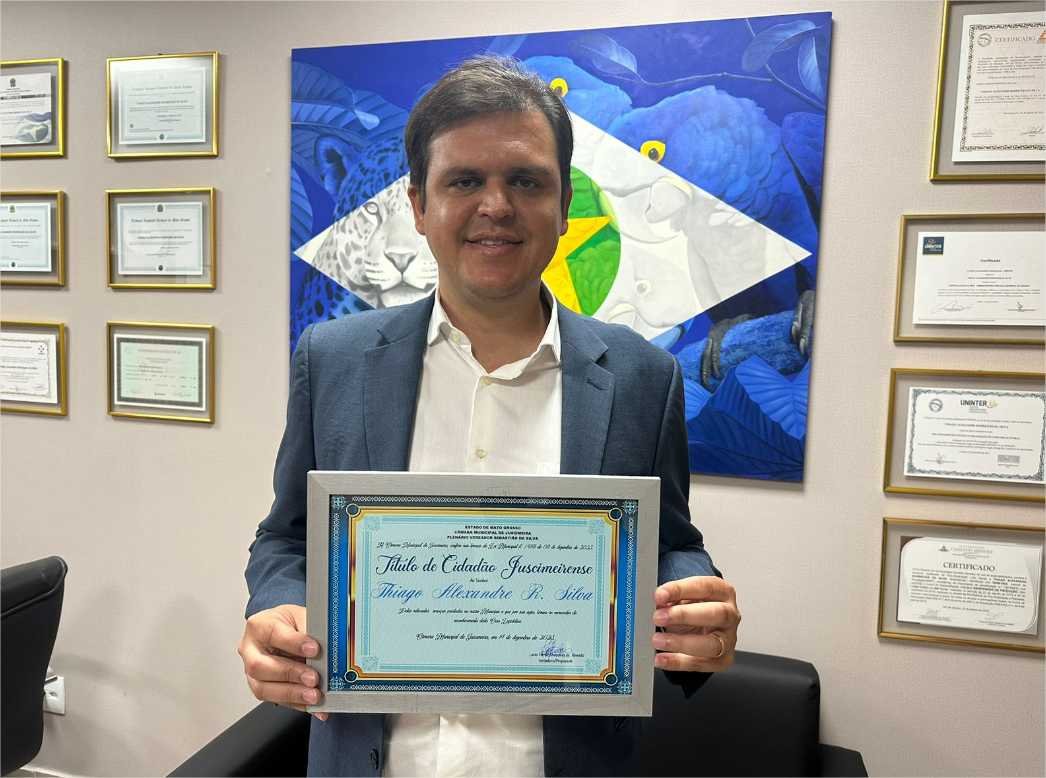 Thiago Silva recebe o título de cidadão juscimeirense e destaca ações no município