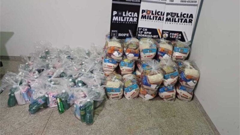 Polícia Militar prende dois irmãos e apreende drogas, espingarda e cestas básicas