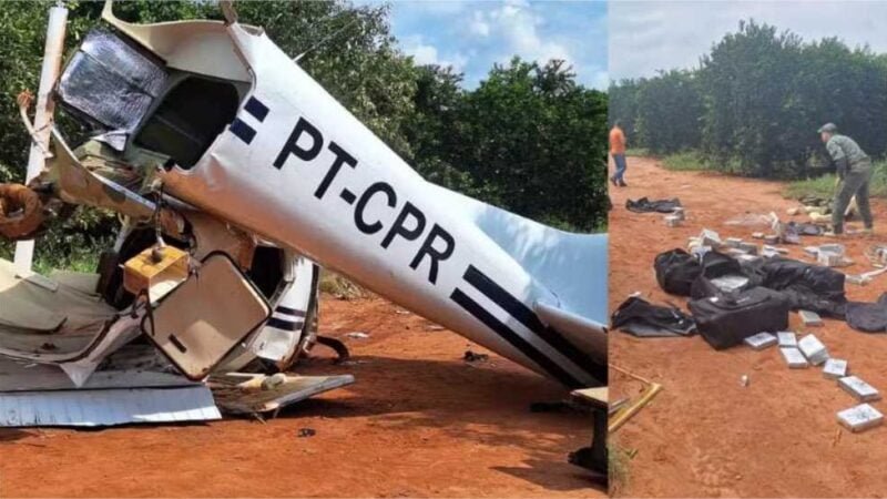 Aeronave carregada de cocaína quebra ao meio ao ser interceptada pela FAB