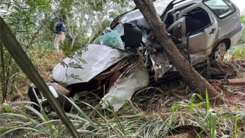 Motorista morre após carro sair da pista e atingir árvore em MT