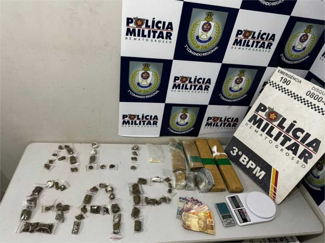 Dupla é presa por tráfico de drogas e PM apreende 200 porções de maconha