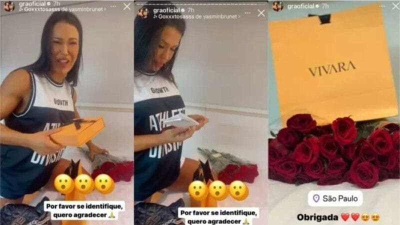 Gracyanne ganha flores e joias de quase R$ 4 mil: ‘Se identifique’