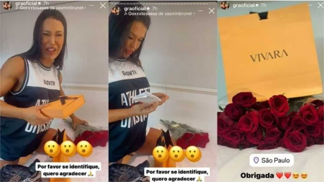 Gracyanne ganha flores e joias de quase R$ 4 mil: ‘Se identifique’