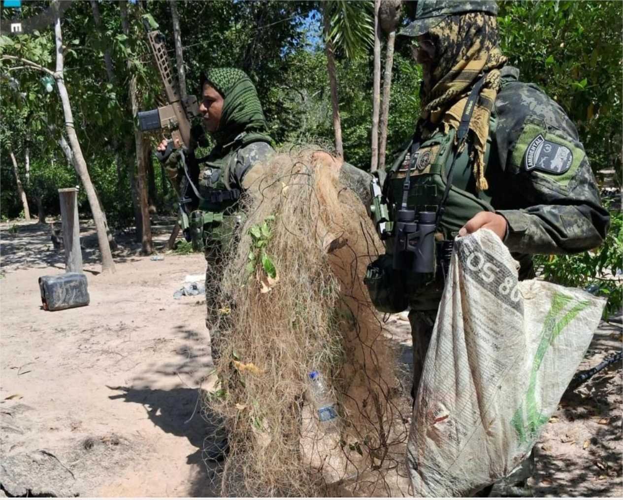 Fiscalização contra pesca predatória na região do Araguaia apreende armas de fogo, redes e tarrafas