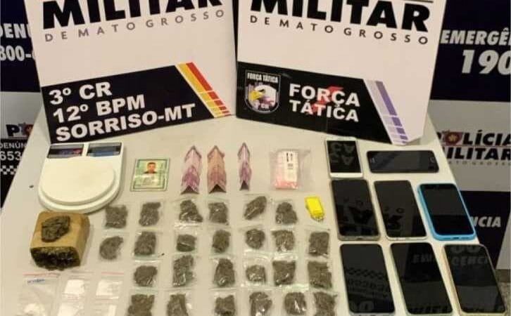 Sorriso: Força Tática detém 5 suspeitos por formação de quadrilha, apreende drogas e recupera veículo roubado