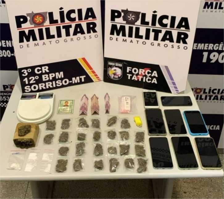 Sorriso: Força Tática detém 5 suspeitos por formação de quadrilha, apreende drogas e recupera veículo roubado