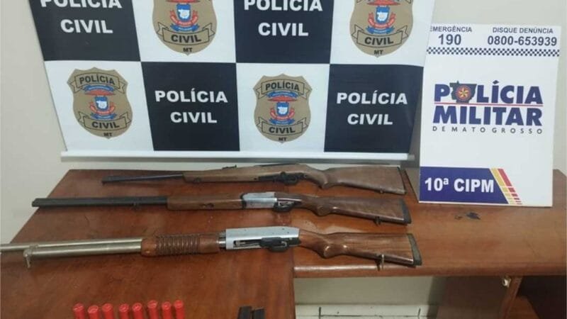 Polícia apreende armas de fogo após ocorrência de violência doméstica em Aripuanã