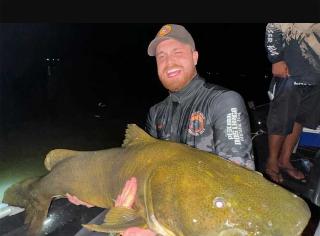 Influencer vem a MT e publica foto pescando Jaú no Teles Pires