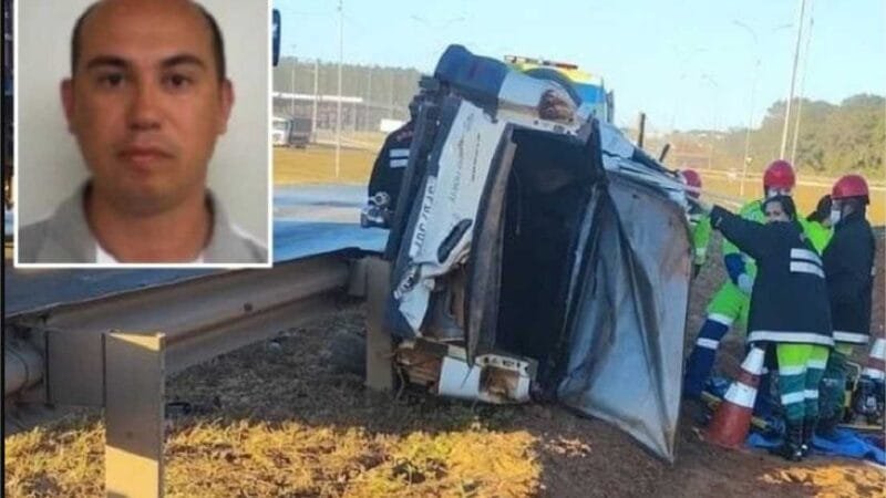 Empresário morre após carro bater em veículo de carga e capotar