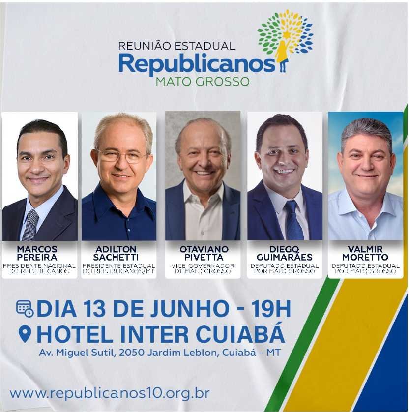 Presidente nacional do Republicanos vem a Mato Grosso nesta quinta