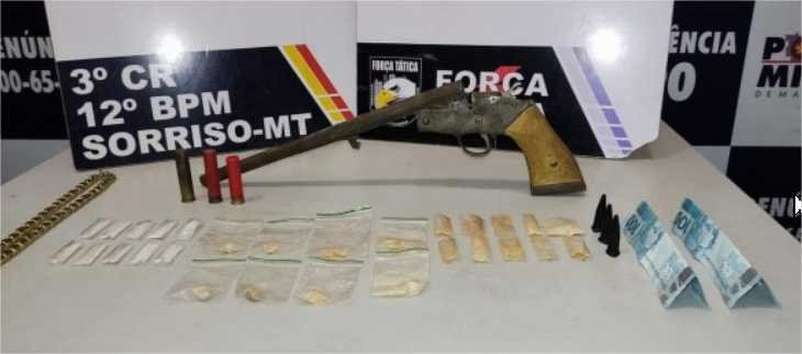 Sorriso: Homem é preso e três adolescentes são apreendidos por associação, tráfico e porte ilegal de arma