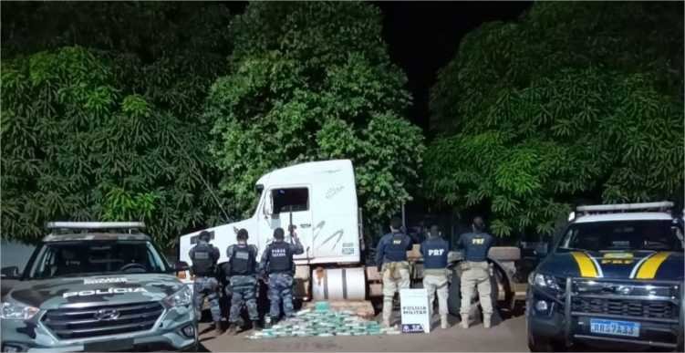 PM e PRF prendem três pessoas e apreendem 50 quilos de pasta base de cocaína em Canarana