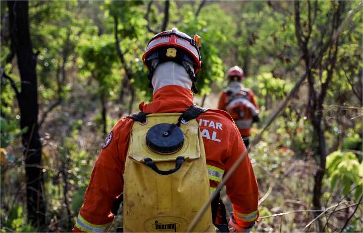 Corpo de Bombeiros segue no combate a incêndio florestal em Cáceres nesta segunda-feira (01)