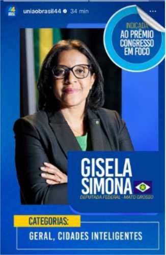 Há um ano na Câmara, deputada Gisela Simona é indicada ao Prêmio Congresso em Foco 2024 em duas categorias