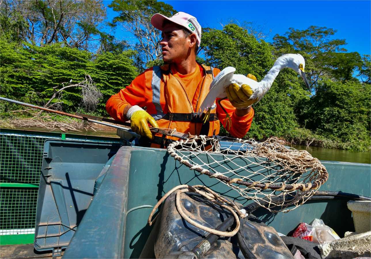 Balsa Ecológica retirará cerca de 150 toneladas de lixo do Rio Cuiabá até dezembro; animais são salvos durante ações de limpeza