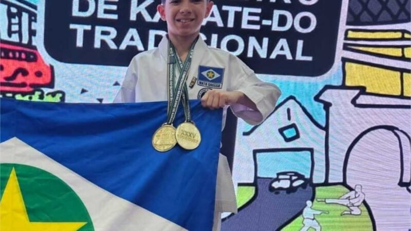 Bolsista do Governo de MT, atleta de 11 anos conquista medalhas de ouro no Campeonato Brasileiro de Karatê