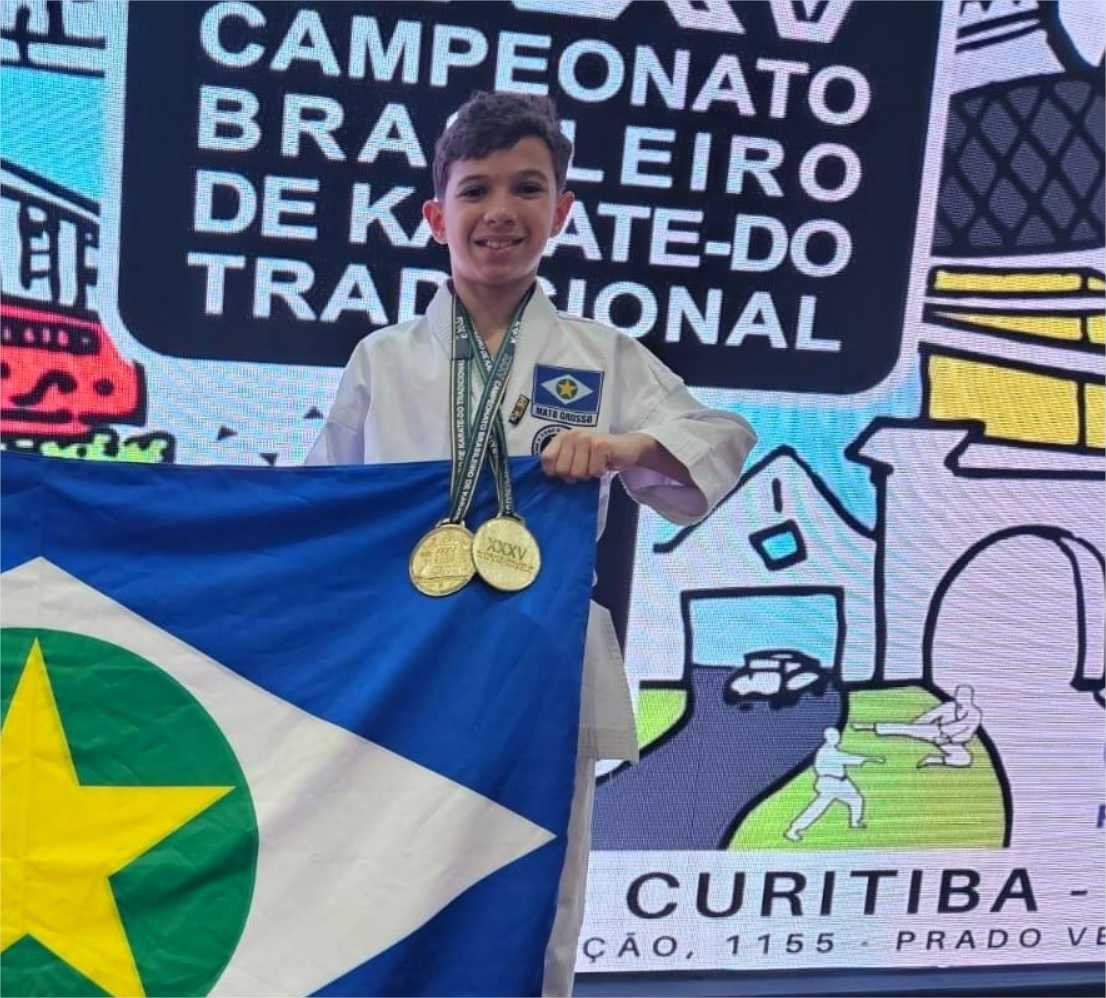 Bolsista do Governo de MT, atleta de 11 anos conquista medalhas de ouro no Campeonato Brasileiro de Karatê