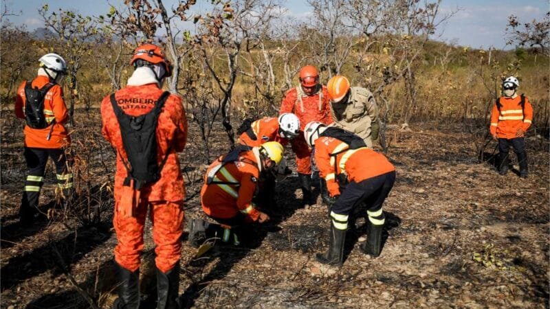 Corpo de Bombeiros segue no combate a nove incêndios florestais em MT nesta segunda-feira (28)